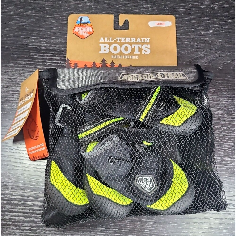 Arcadia Trail All Terrain Dog Boots Size Large Clip, Bag, Reflective 4 Boots New